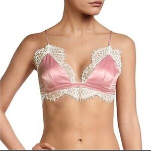 Free People Intimately Satin Lace Pink and White Bralette